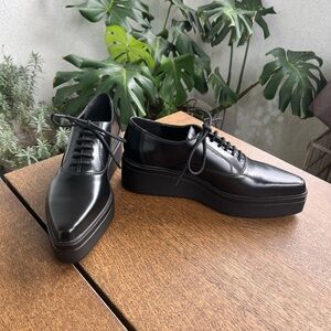 Zara Black Faux Leather Platform Oxfords